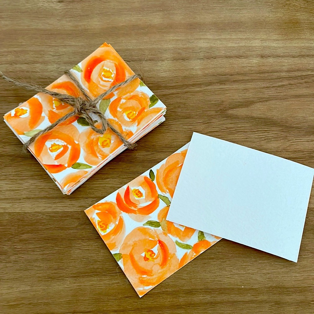 Handcrafted 25 Blank Thank You Cards Orange